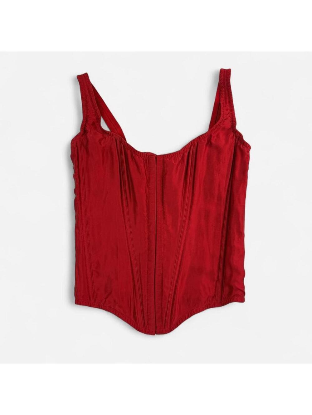 Victoria's Secret Y2K Satin Lace Up Corset Top in Red